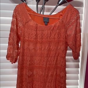 orange mid sleeve dress